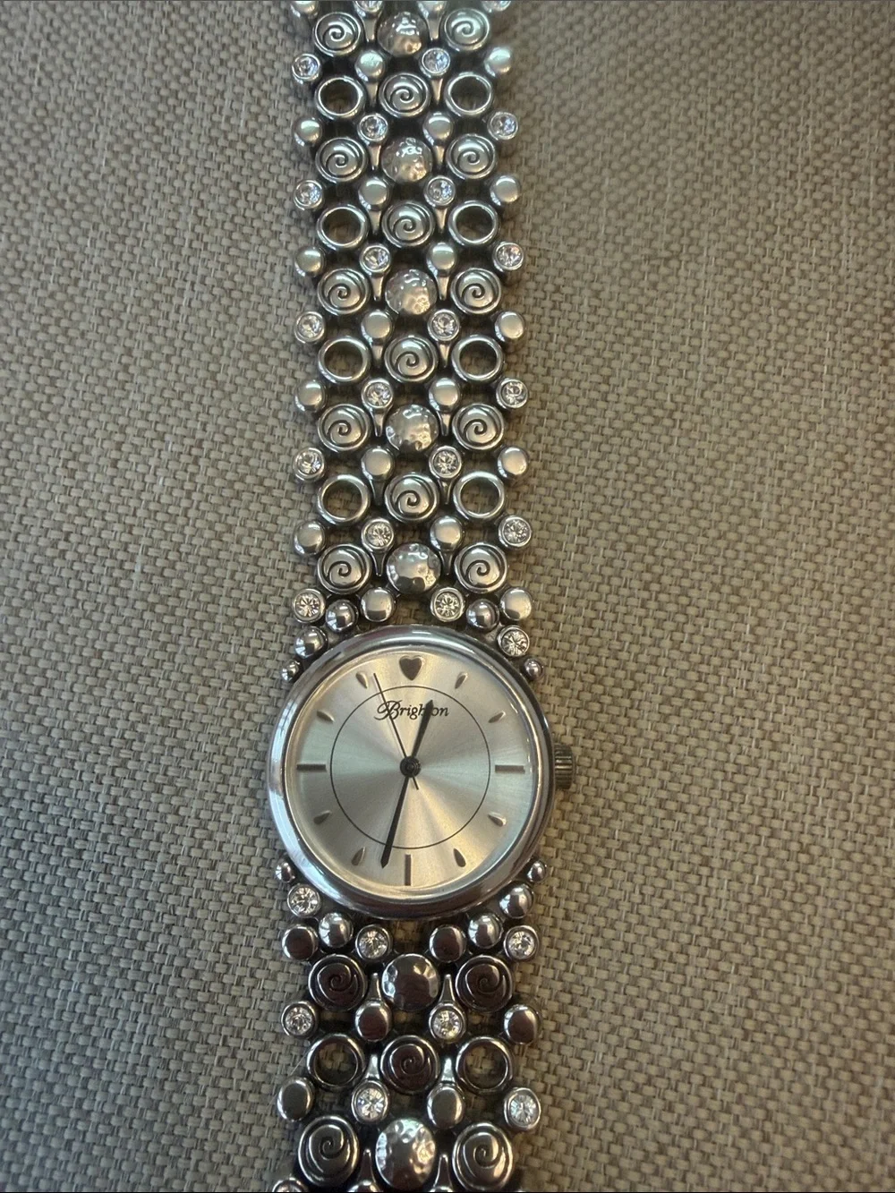 Brighton Silver-Tone Crystal Link Bracelet Watch